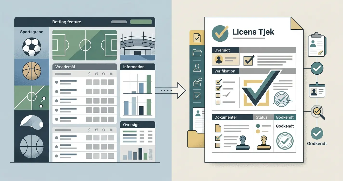 Educational graphic separating a brand-level betting feature from an Australian licence verification check